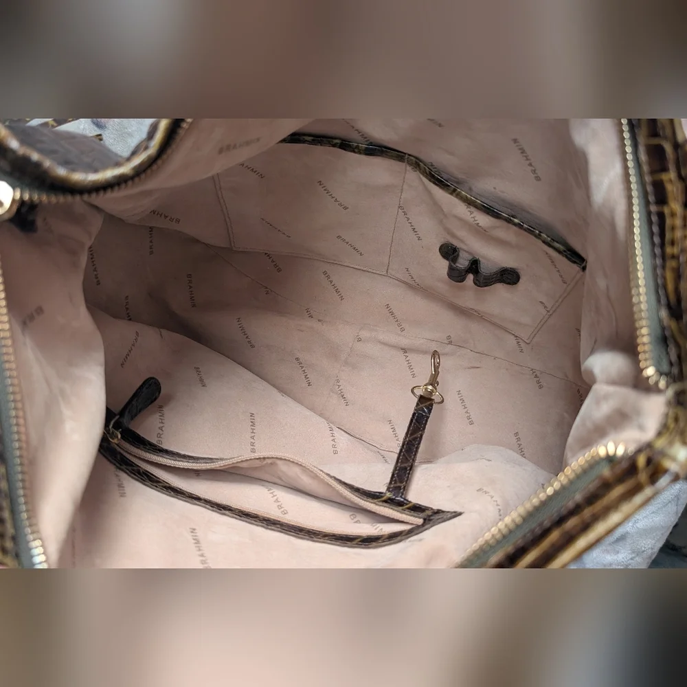 🐊 Brahmin Kathleen Crocodile Embossed Hobo Bag in Toasted or Stout Melbourne